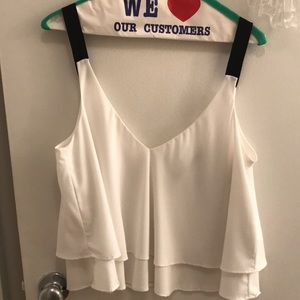 Zara White Tank Top with Black Straps